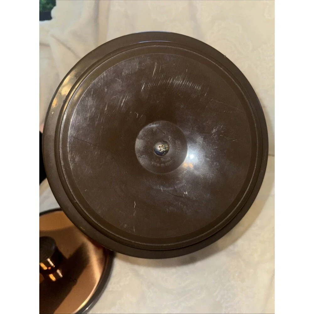 Vtg ATAPCO COPPER Brown ICE BUCKET With Lid German Scene 8” *flaw On Lid